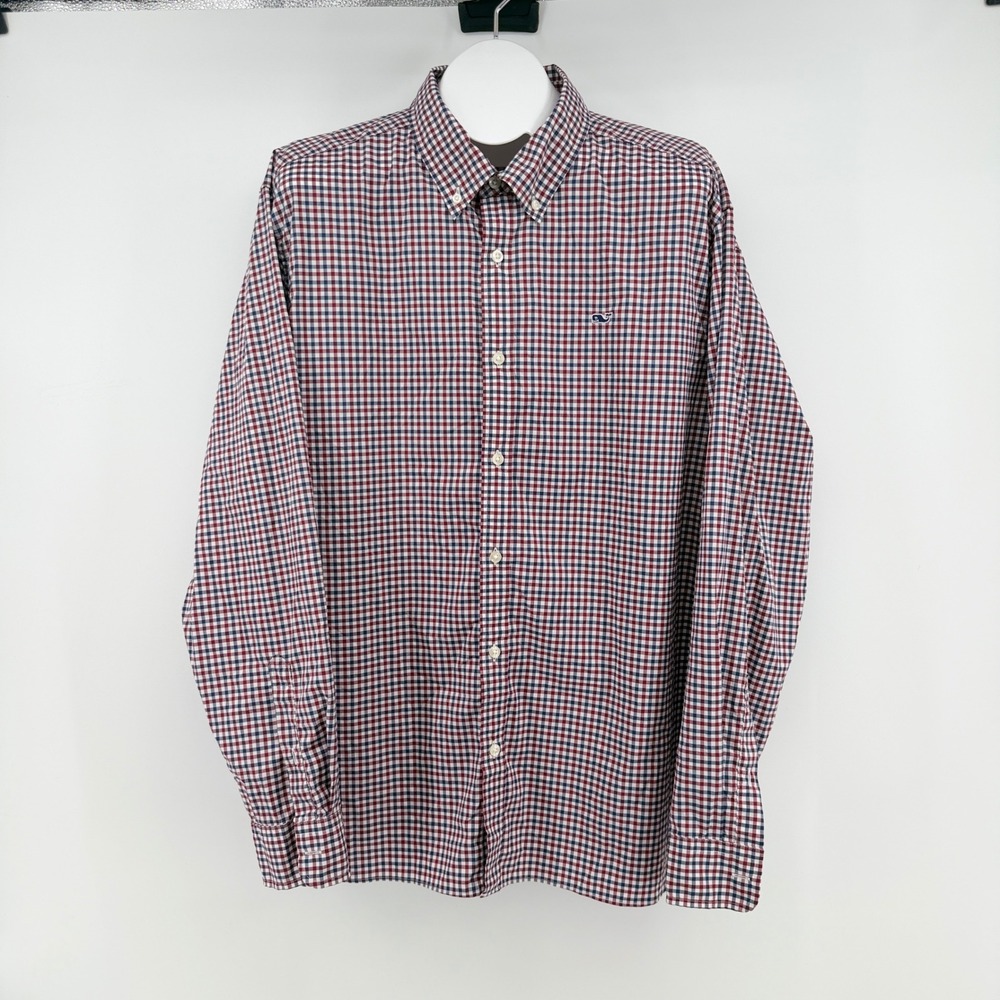 Vineyard Vines Performance Whale Shirt Mens XXL Red Blue Check